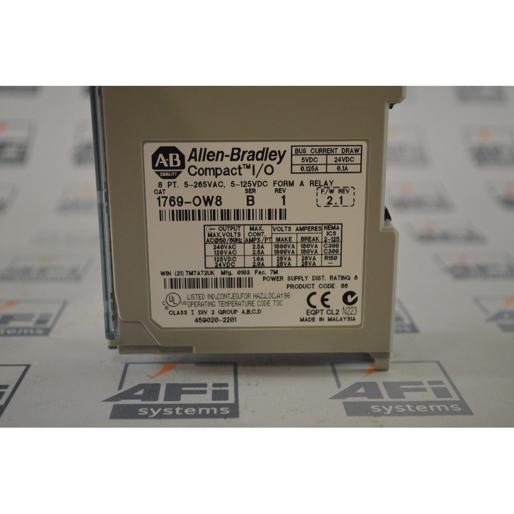 Allen-Bradley 1769-OW8 SER B 8 POINT VAC/VDC RELAY OUTPUT MODULE