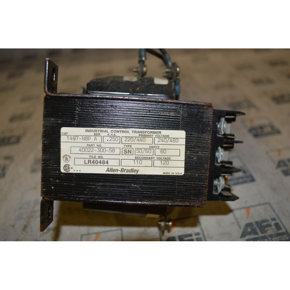ALLEN  BRADLEY 1497-N8P DISCONTINUED BY MANUFACTURER  TRANSFORMER  SN TYPE  .250KVA  PRIMARY VOLTAGE  220/440V 240/480V