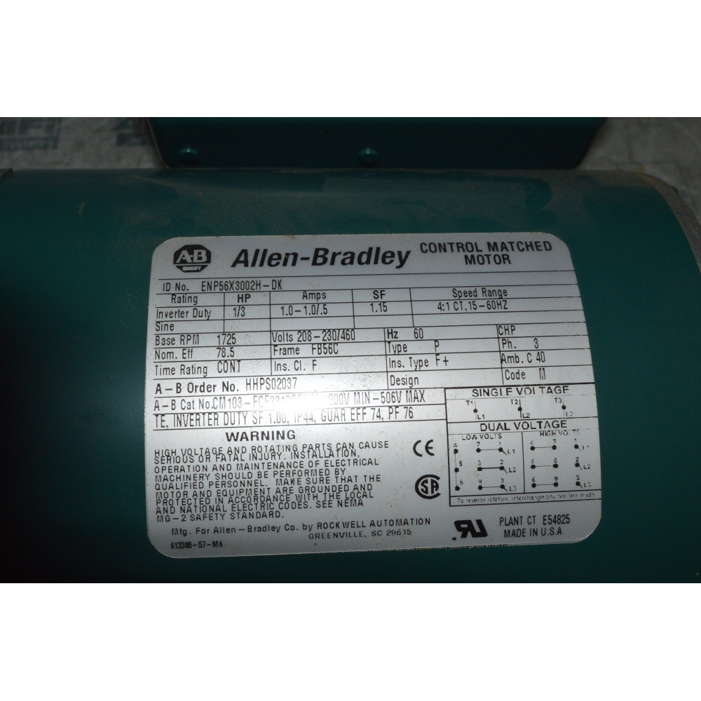 ALLEN Bradley ENP56X3002H-DK CONTROL MATCHED MOTOR