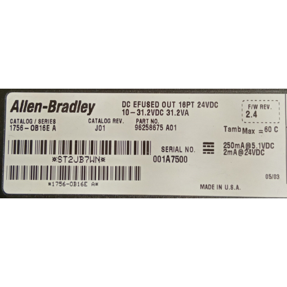 ALLEN  BRADLEY 1756-OB16E/A Output Module  ControlLogix  DC Digital  16 Point  10-31 VDC