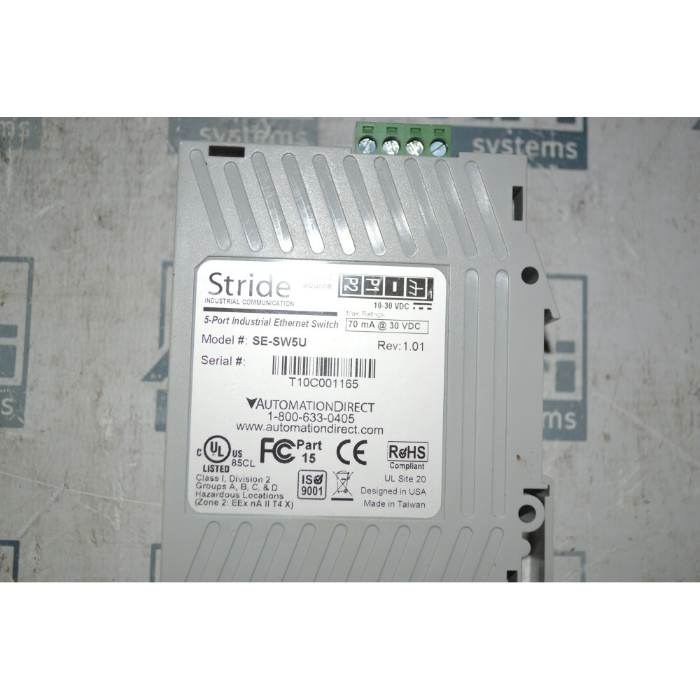 AUTOMATION DIRECT PLC DIRECT SE-SW5U ETHERNET SWITCH  STRIDE  INDUSTRIAL  UNMANAGED  5 PORT  (5) RJ45 10/100 PORT  -10 TO +60 DEG C  IP40