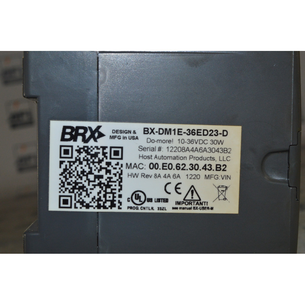 Automation Direct BX-DM1E-36ED23-D BRX Do-more PLC  12-24 VDC  Ethernet+serial ports  microSD card slot  20xDI  4xAI  16xDO  2xAO