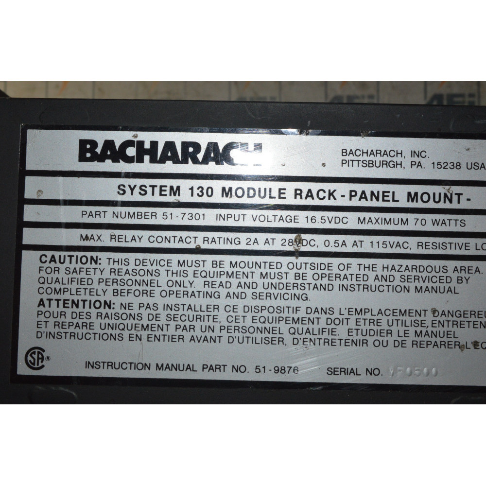 BACHARACH 51-7301 MODULE RACK- PANEL MOUNT