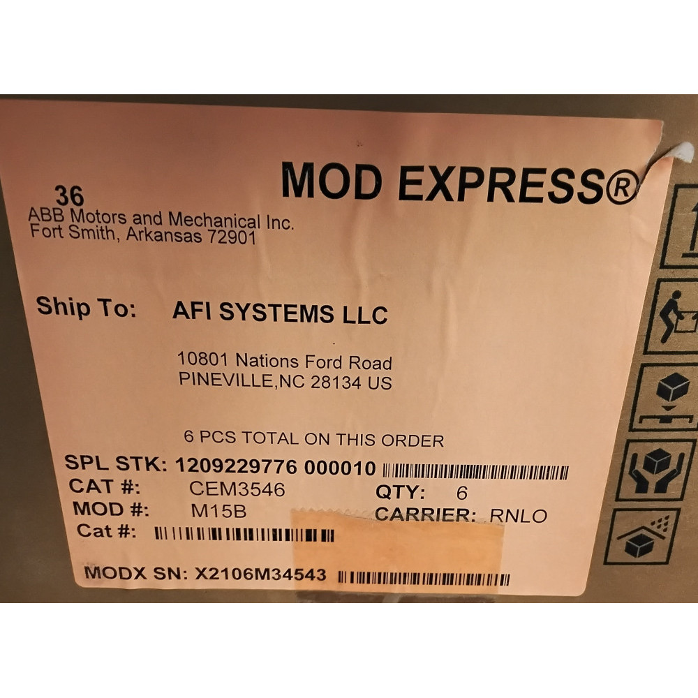 Baldor CEM3546-M15B AC Motor  56C frame  inverter rated with 20:1 turndown ratio