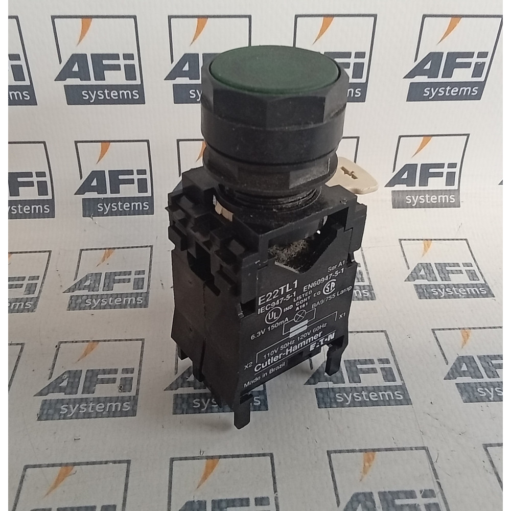 Cutler-Hammer E22TL1 Incandescent Pilot Light Transformer Unit, Green Pushbutton