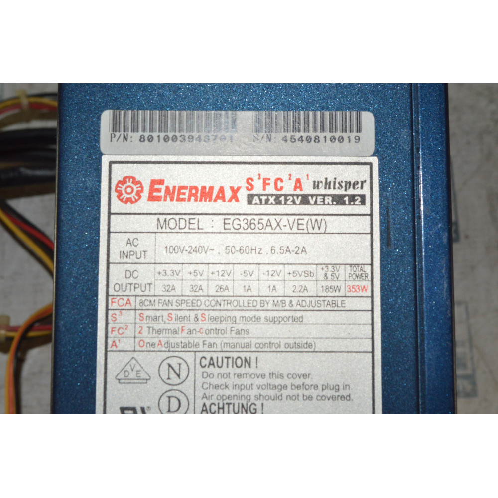 ENERMAX EG365AX-VE-W POWER SUPPLY