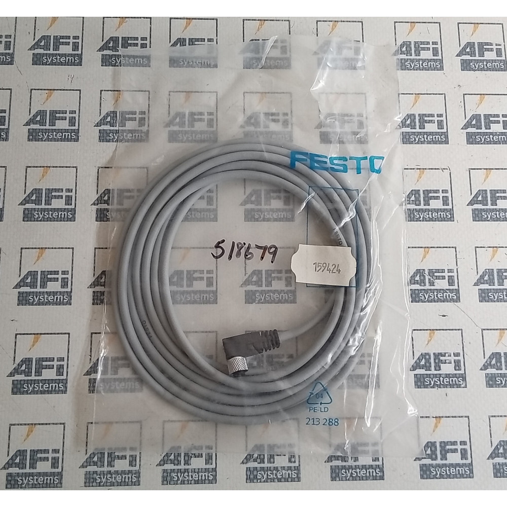 Festo SIM-M8-3WD-2 / 159424 Right-Angle 3-Pin/3-Wire Connecting Cable 2.5 Meter