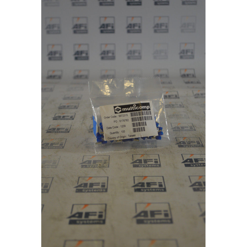 Multicomp PTVE2-12 (9972315) (PRICE/PK OF 100) CRIMP TERMINAL PIN