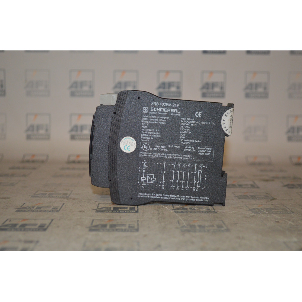 SCHMERSAL SRB-402EM-24V DISCONTINUED BY MANUFACTURER  SAFETY RELAY  4 SAFETY CONTACTS  2 SIGNALING OUTPUTS  STOP 0  24 VDC
