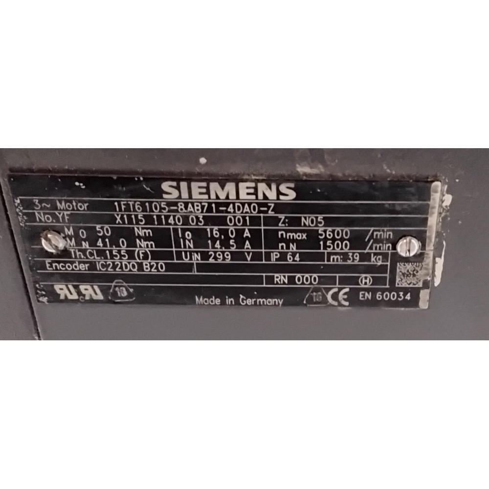 Siemens 1FT6105-8AB71-4DA0-Z AC Motor