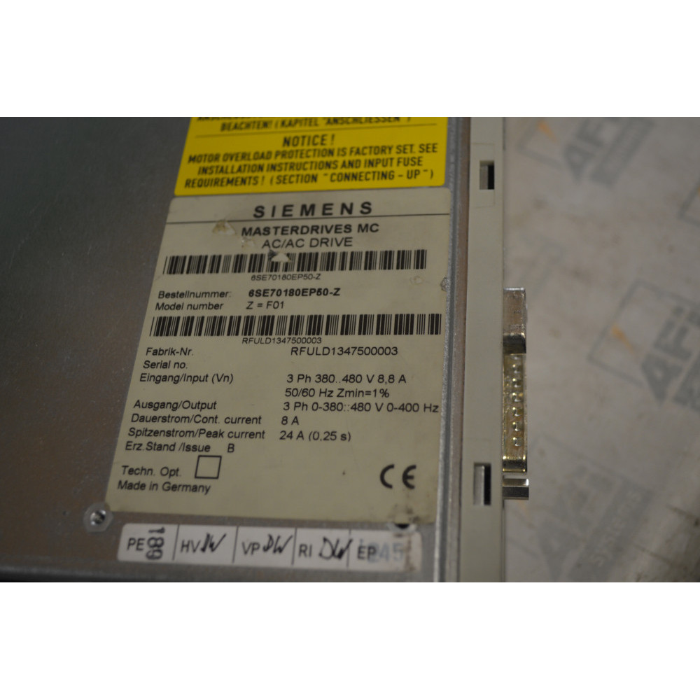 Siemens Masterdrive 6SE7012-0TP50-Z Inverter Drive