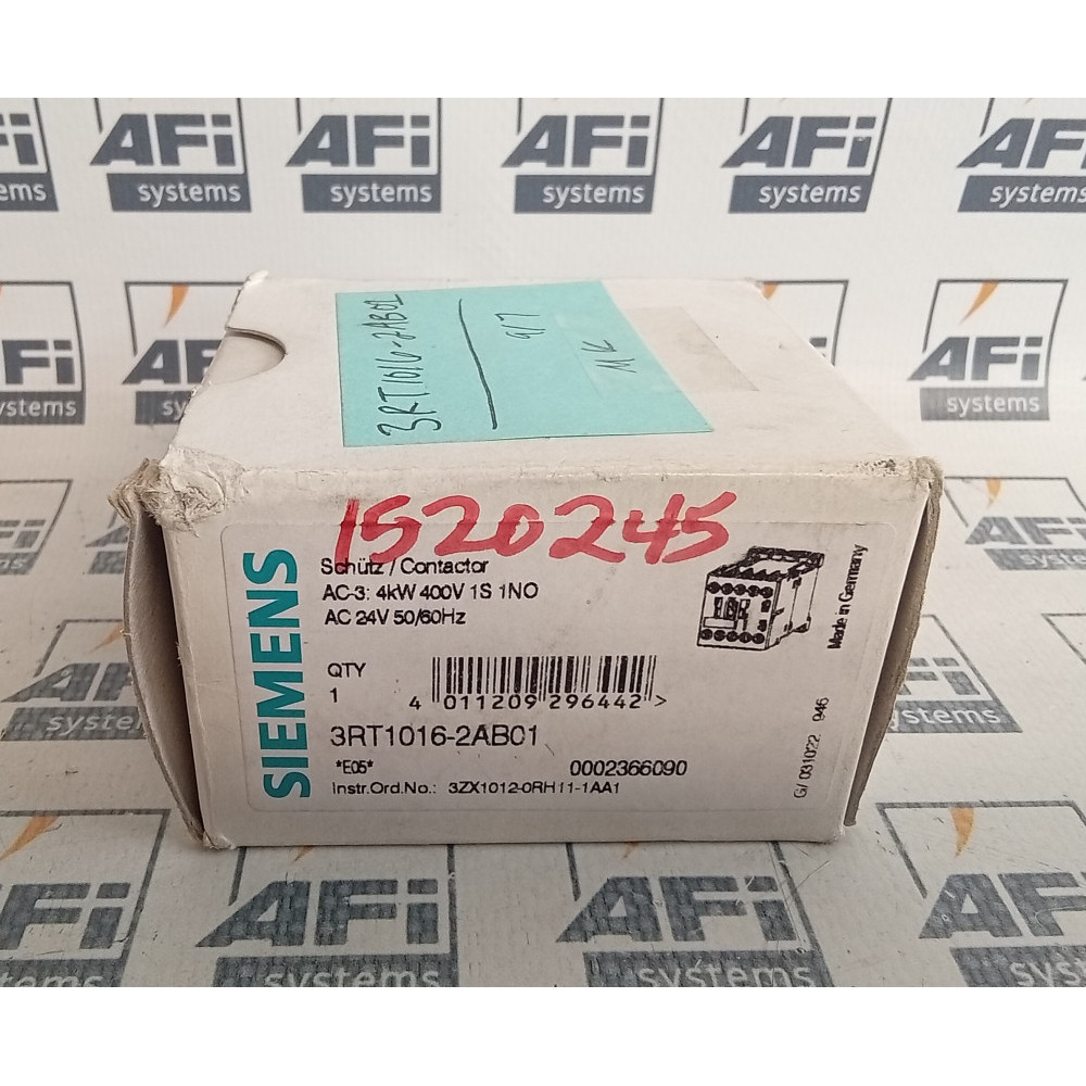 Siemens 3RT1016-2AB01 Contactor 9Amp