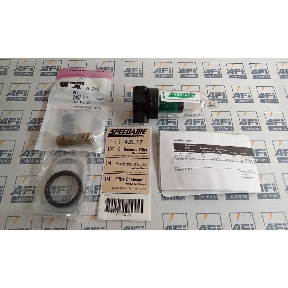 Granger Speedaire 4Zl17 Pneumatic Oil Filter Kit