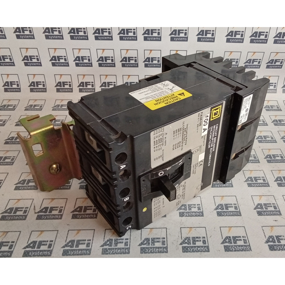 Square D FA36100 Circuit Breaker 3-Pole 100Amp 600VAC 250VDC